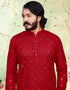 Red Kurta Cotton Payjama Closure View