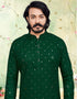 Green Kurta Cotton Payjama Closure View