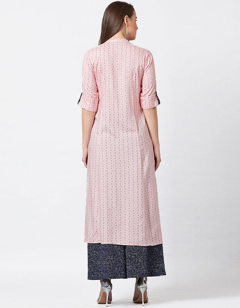 Pink Viscos Rayon Straight Palazzo Closure View