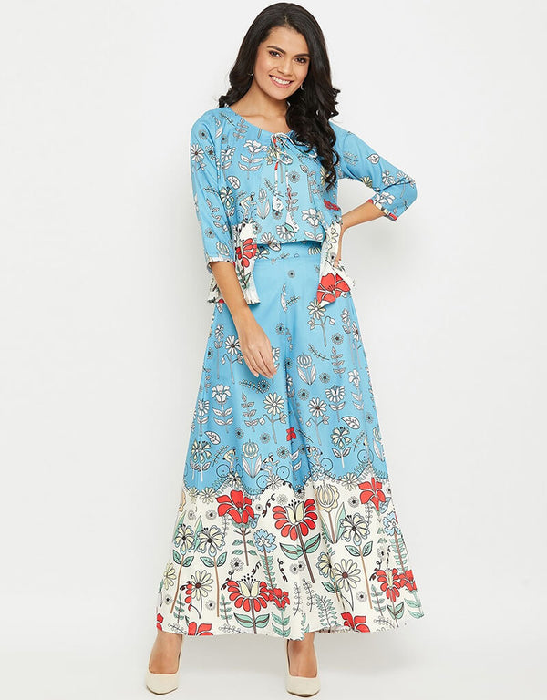 Sky Polyester Dress Palazzo