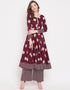 Maroon Viscos Rayon Dress Palazzo