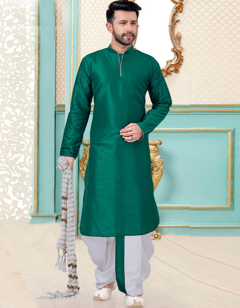 Rama Green Kurta Dhupion Silk Dhoti
