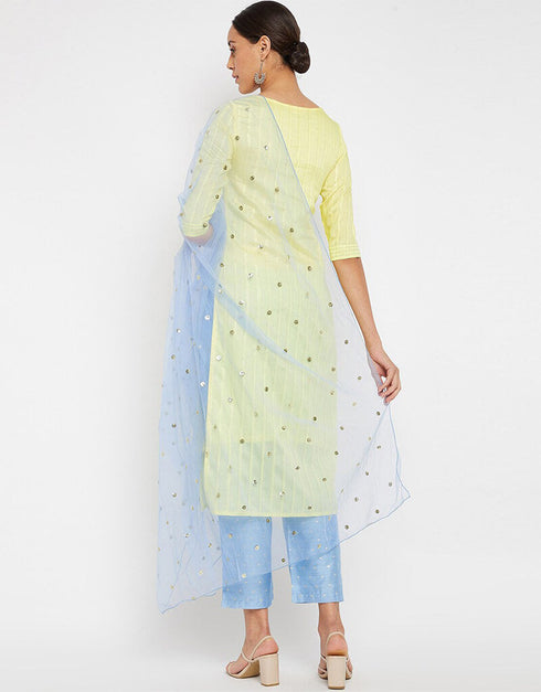 Yellow Silk Blend Suit Pant Closure View