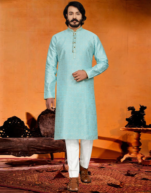 Sky Kurta Pure Jecquared Print Payjama