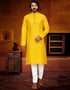 Yellow Kurta Pure Jecquared Print Payjama