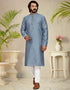 Grey Kurta Pure Jecquared Print Payjama