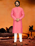 Pink Kurta Pure Jecquared Print Payjama