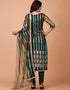 Bottle Green Butterfly Net Pant Suit Salwar Kameez