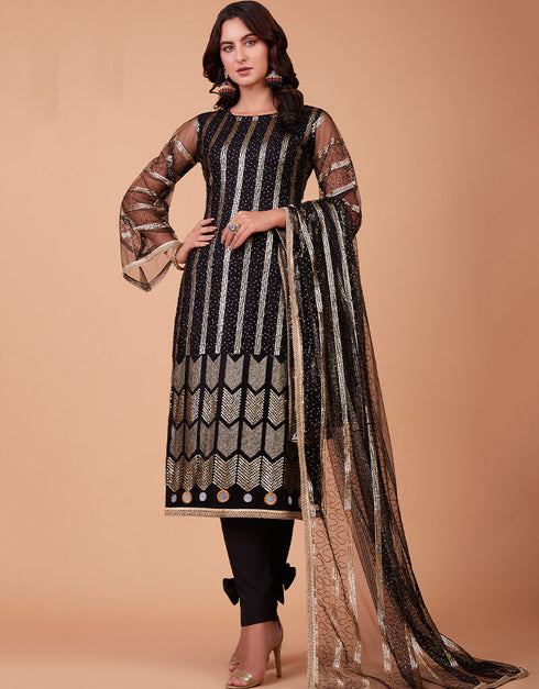 Black Butterfly Net Pant Suit