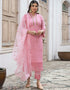 Pink Heavy Faux Georgette Pant Suit