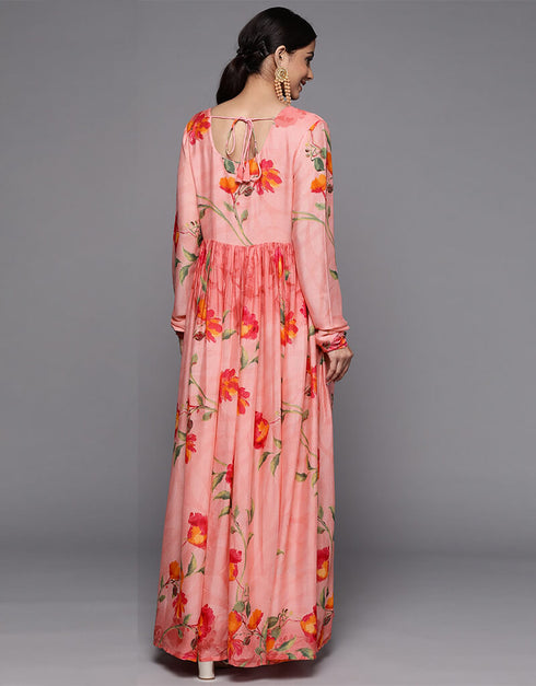Pink Ethnic Dress Closure View