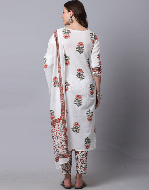 White Pure Cotton Suit Pant Closure View