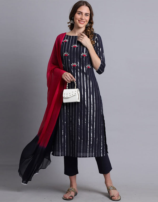 Blue Pure Cambric Cotton Suit Pant