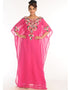 Islamic Fuchsia Pink Georgette Hand Embroidery Party Wear Kaftan