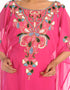 Islamic Fuchsia Pink Georgette Hand Embroidery Party Wear Kaftan