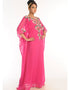Islamic Fuchsia Pink Georgette Hand Embroidery Party Wear Kaftan