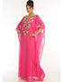 Islamic Fuchsia Pink Georgette Hand Embroidery Party Wear Kaftan