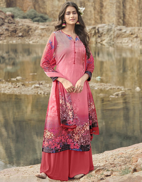 Dusty Pink Siya Crepe Digital Print Suit Palazzo
