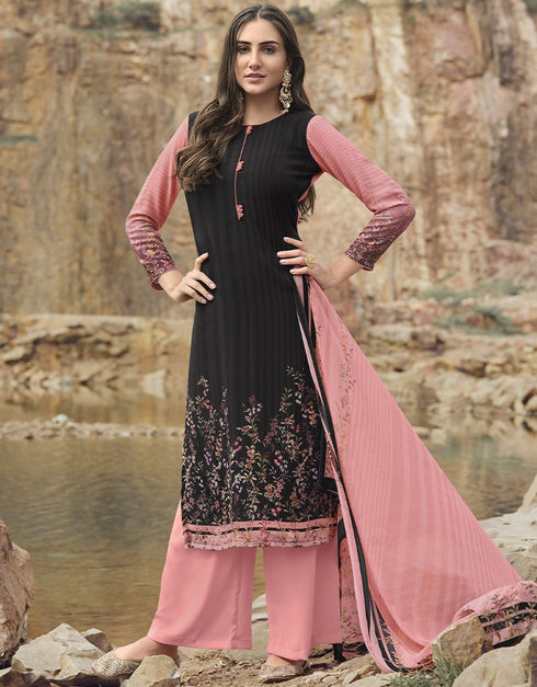 Black Siya Crepe Digital Print Suit Palazzo