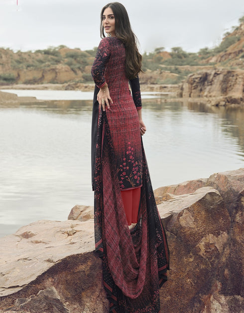 Black Siya Crepe Digital Print Suit Palazzo Closure View