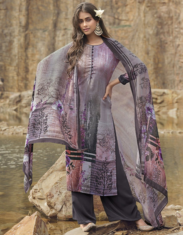 Light Purple Siya Crepe Digital Print Suit Palazzo
