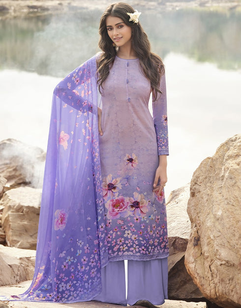 Lavender Siya Crepe Digital Print Suit Palazzo