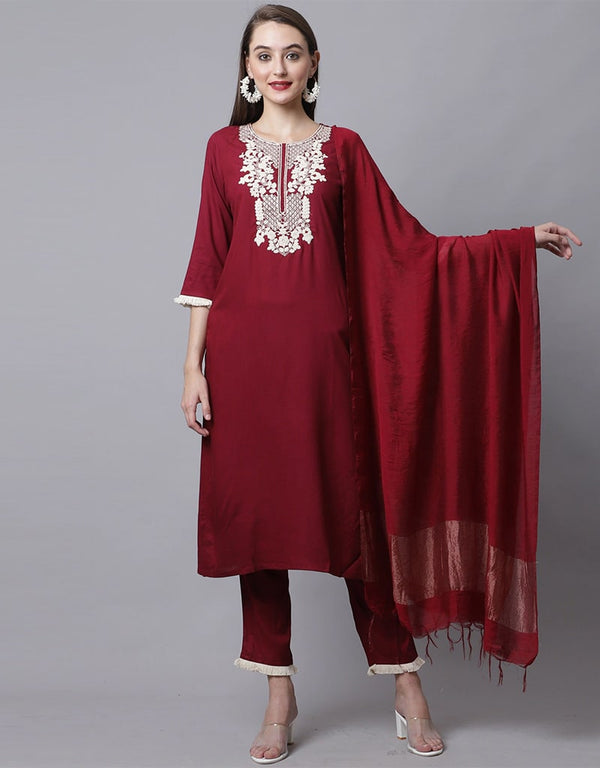 Maroon Pure Cotton Suit Pant