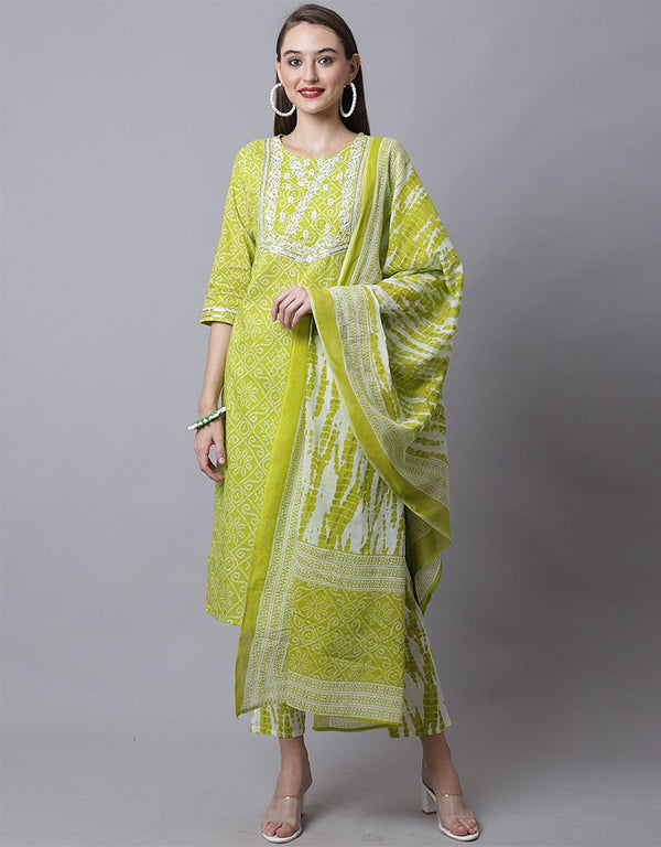 Lemon Green Pure Cotton Suit Pant