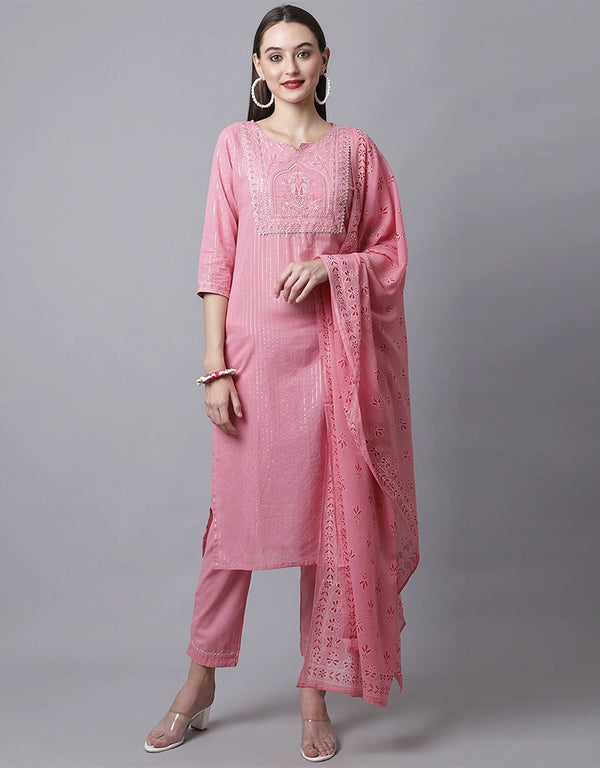 Pink Pure Cotton Suit Pant
