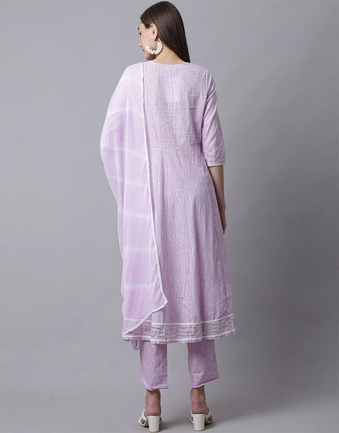 Lavender Pure Cotton Suit Pant Closure View