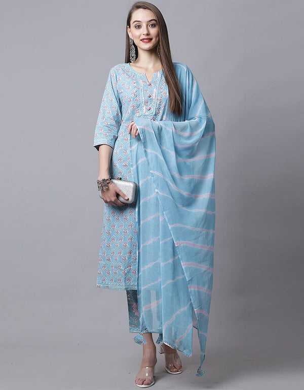 Sky Blue Pure Cotton Suit Pant