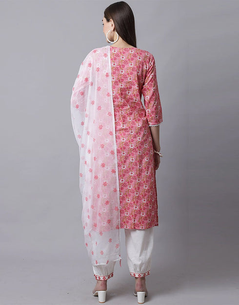 Pink Pure Cotton Suit Pant Closure View