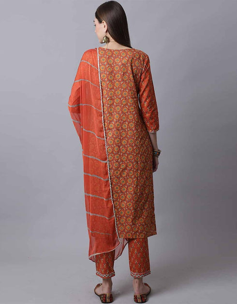 Brown Pure Cotton Suit Pant Closure View