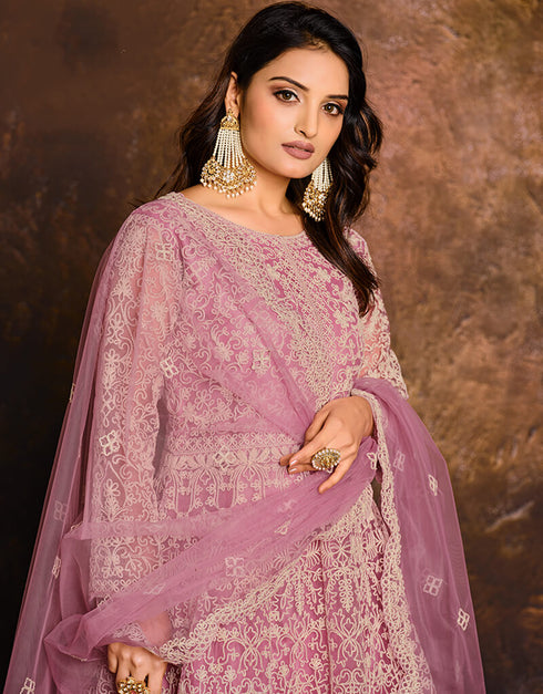 Pink Net Anarkali Anarkali Back View