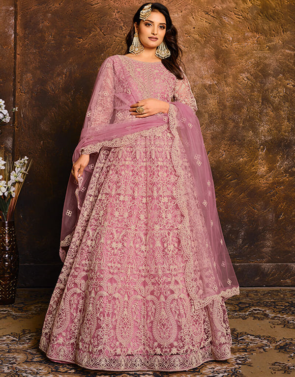 Pink Net Anarkali Anarkali