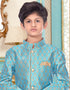 Sky Blue Kurta Pajama Banarasi Brocade Closure View