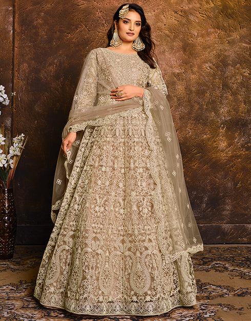 Beige Net Anarkali Anarkali