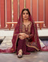 Dark Purple Palazzo style Straight Jam Satin Salwar Kameez in Embroidery, Digital Print & Lace Work Closure View
