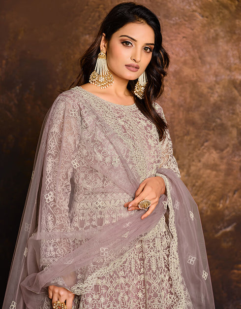 Light Purple Net Anarkali Anarkali Back View