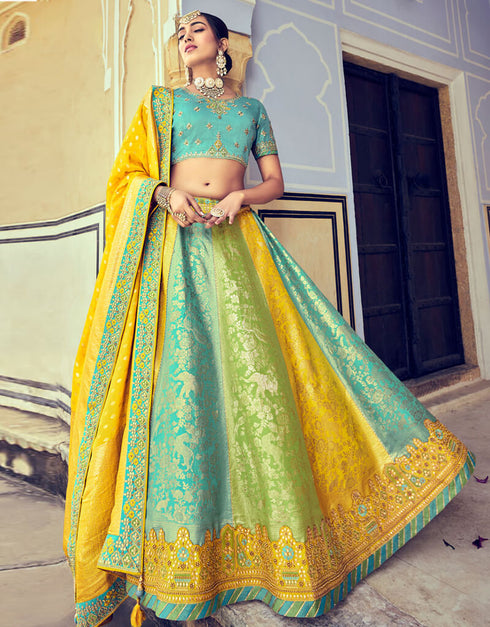 Mint Art Silk Lehenga Choli