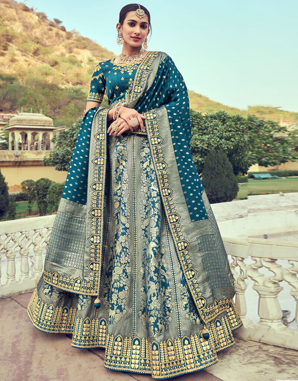 Indigo Blue Art Silk Lehenga Choli