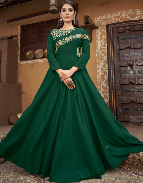 Green Heavy Muslin Anarkali Anarkali