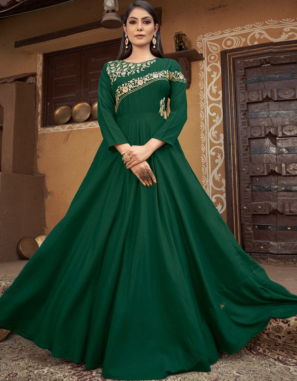 Green Heavy Muslin Anarkali Anarkali