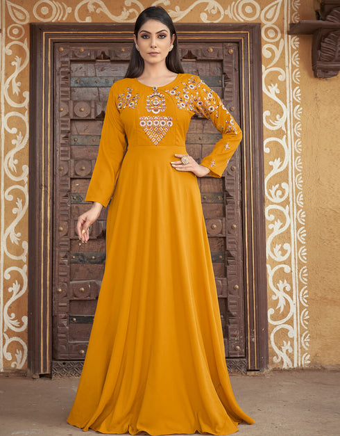 Yellow Heavy Muslin Anarkali Anarkali
