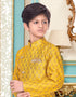 Yellow Kurta Pajama Banarasi Brocade Closure View