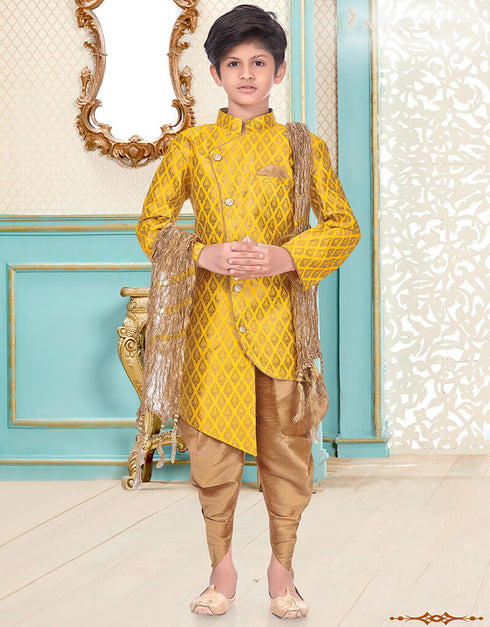 Yellow Kurta Pajama Banarasi Brocade