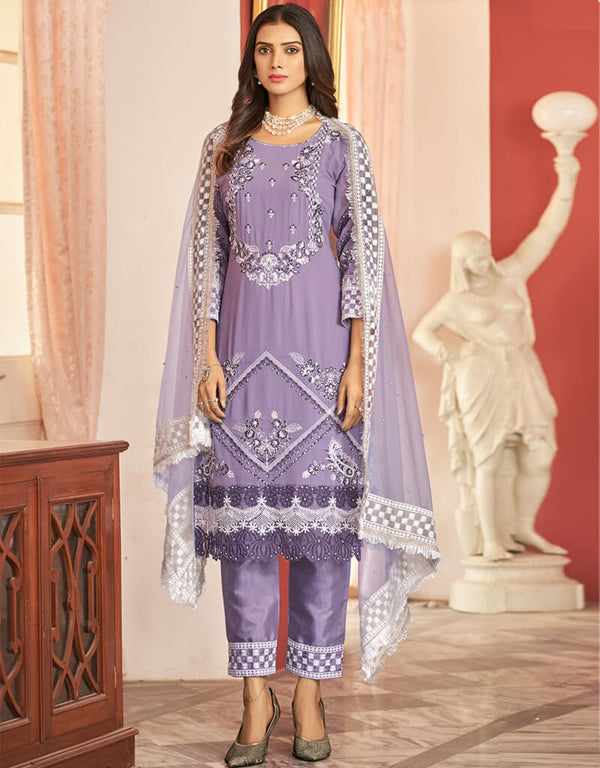 Lavender Heavy Faux Georgette Pant Salwar