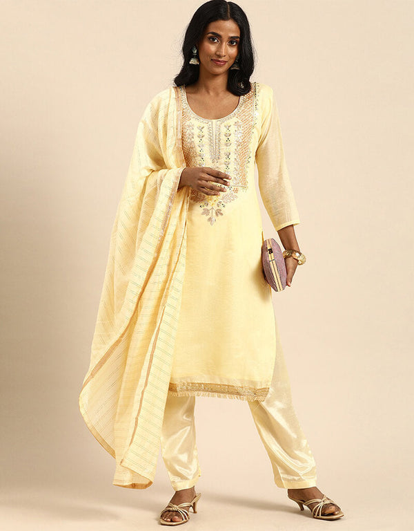 Orange-Yellow Silk Blend Suit Pant