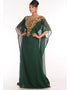 Muslimah Bottle Green Georgette Hand Embroidery Party Wear Kaftan