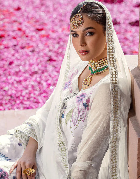 White Faux Georgette Suit Pant Closure View